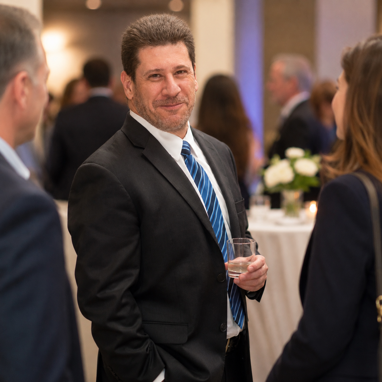 Confident Toast at a Corporate Reception