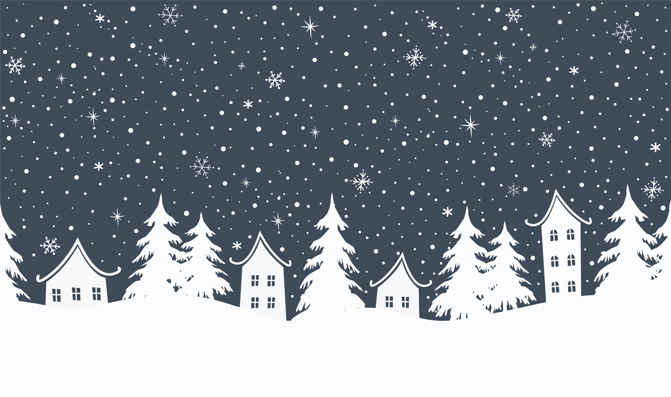 Winter background. Christmas village. Seamless border Winter background. Christmas village. Seamless border